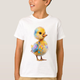 T-shirt Canard Jaune aux Taches de Peinture Colorées pour 