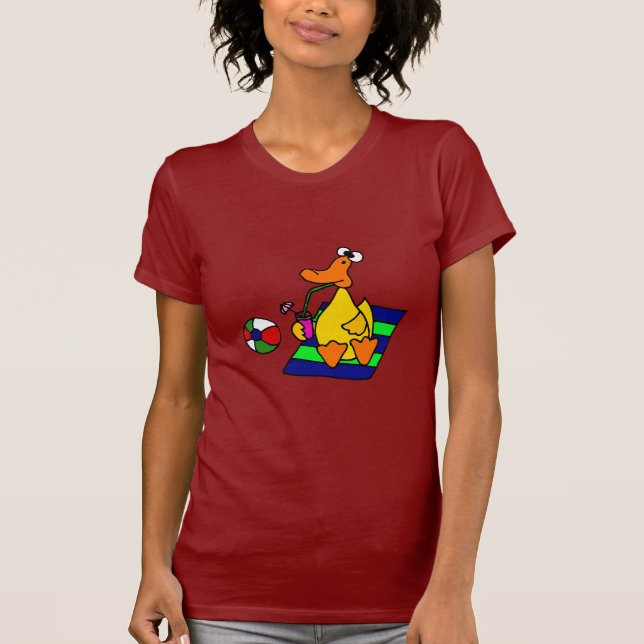 T-shirt Canard jaune drôle à la plage (Devant)