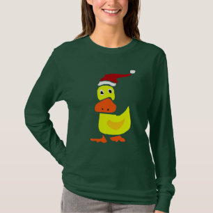 T-shirt Canard jaune mignon dans le casquette de Père Noël