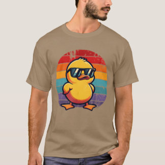 T-shirt Canard jaune rétro cool en lunettes de soleil 70s 