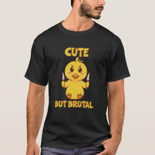 T-shirt Canard mignon mais brutal mou avec couteau