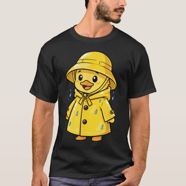 T-shirt Canard Mignon Sous Impermeable (Devant)