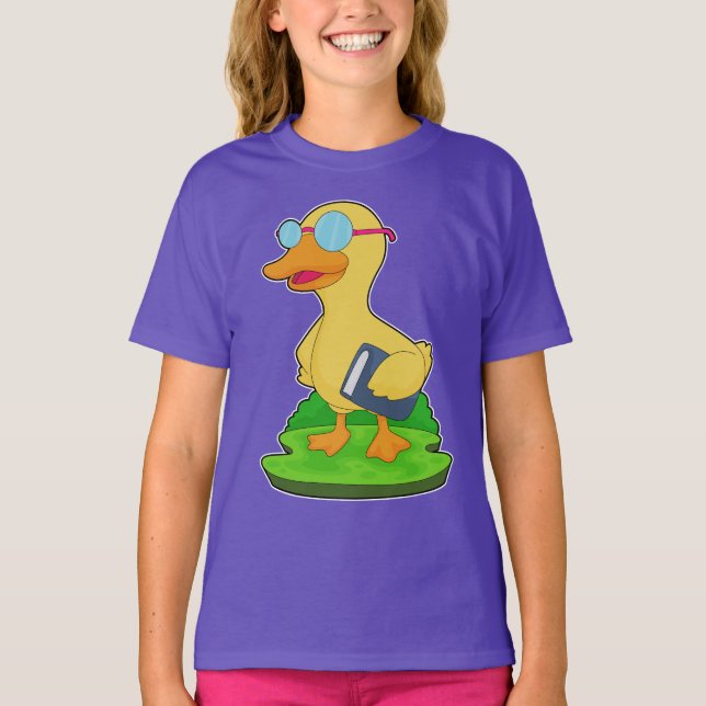 T-shirt Canard Nerd de livre (Devant)