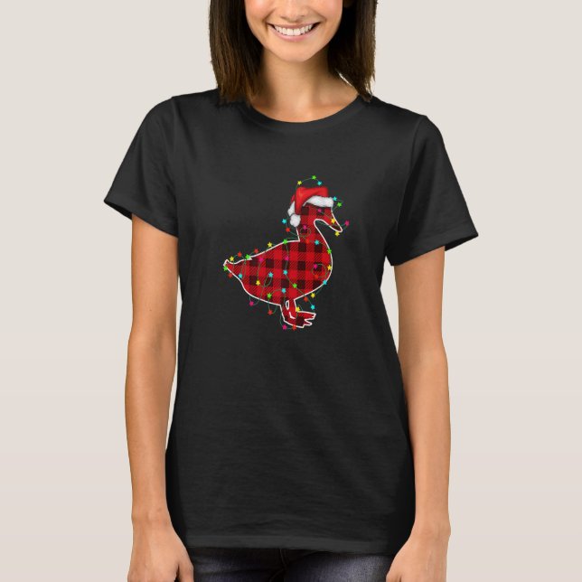 T-shirt Canard Noël Arbre Rouge Plaid Xmas Animaux (Devant)