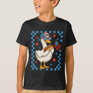 T-shirt Canard patriotique drôle Drapeau américain Hot Dog