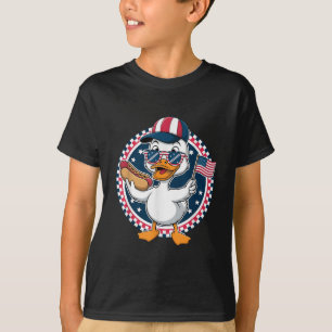 T-shirt Canard patriotique drôle Drapeau Usa Hot Dog 4 jui
