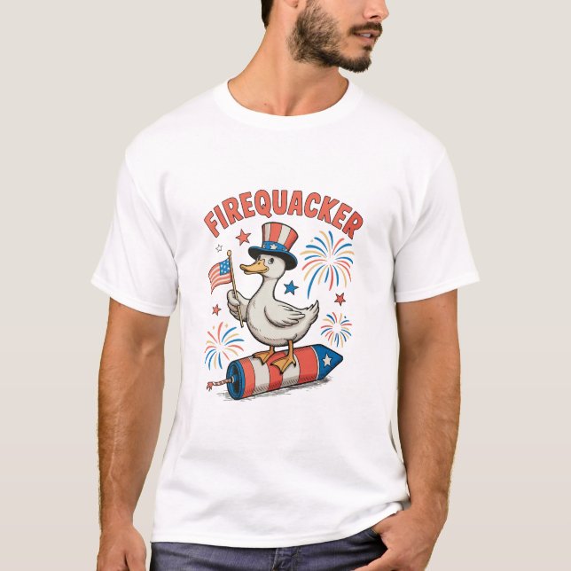 T-shirt Canard patriotique Firequacker 4 juillet 250e (Devant)