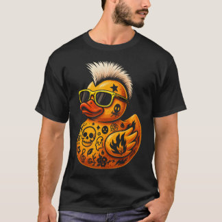 T-shirt Canard Punk Mohawk Tatoué Drôle Hommes Canard en C
