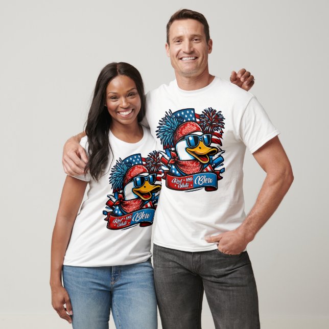 T-shirt Canard Rouge Blanc et Bleu  (Unisexe)