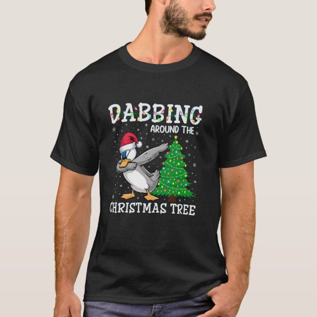 T-shirt Canard Santa Hat Dabbing autour de l'arbre de Noël (Devant)