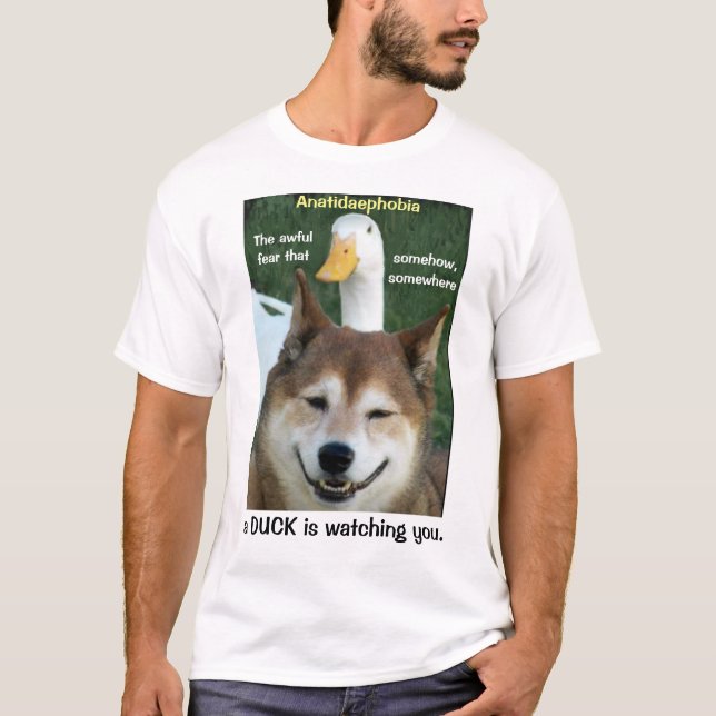 T-shirt Canard Shiba Inu Chien Anatidaephobia Photo Doge A (Devant)