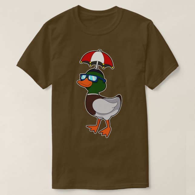 T-shirt Canard sous la pluie avec parapluie (Design devant)