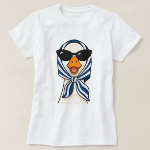 T-shirt Canard Stylé Mignon Portant des Lunettes de Soleil