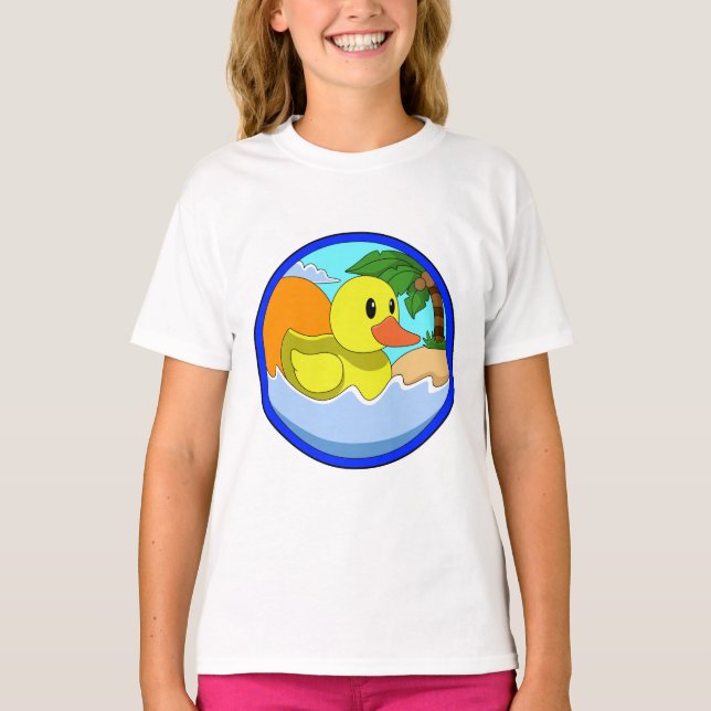 T-shirt Canard sur la plage avec palmiers.PNG (Devant)