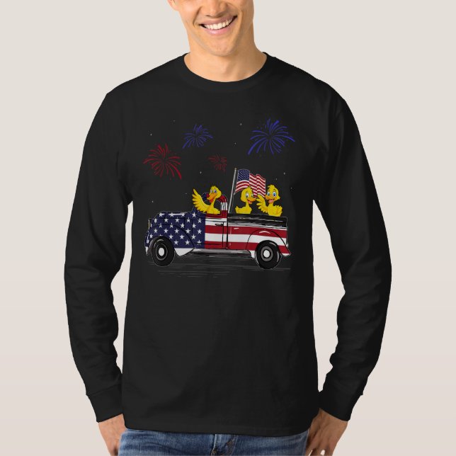 T-shirt Canard Truck Drapeau Américain Feu d'artifice 4e D (Devant)