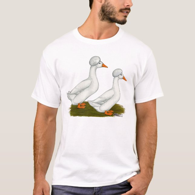 T-shirt Canards :  Blanc Crested (Devant)