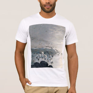 T-shirt Canards, colverts et cygnes sur le lac au coucher