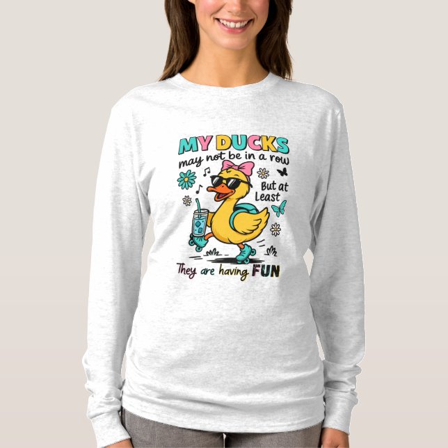 T-shirt Canards drôles pas en rangée  (Devant)