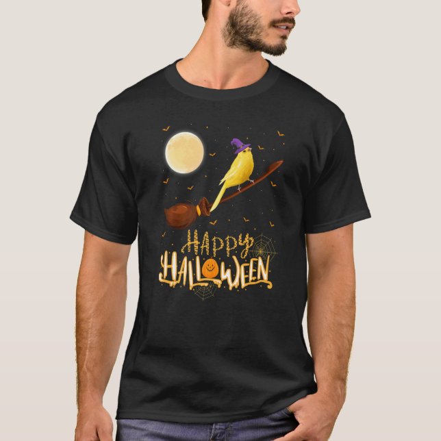 T-shirt Canary Ride Witch Shotgun Canary Bird Halloween (Devant)