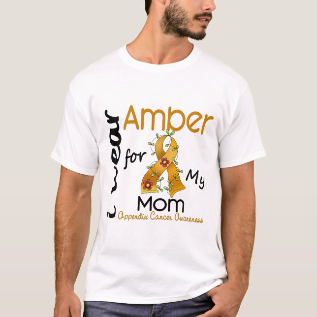 T-shirt Cancer d'annexe je porte l'ambre pour ma maman 43 (Devant)