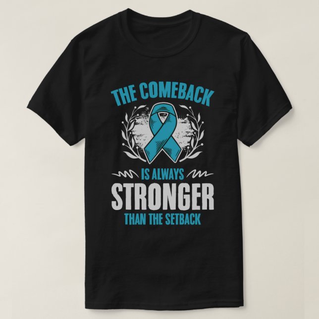 T-shirt Cancer de la prostate de rubans bleus plus fort qu (Design devant)