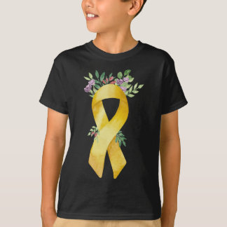 T-shirt Cancer de l'enfance - Ruban d'or Aquarelle