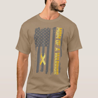 T-shirt Cancer de l'enfance Usa Drapeau Maman d'un guerrie