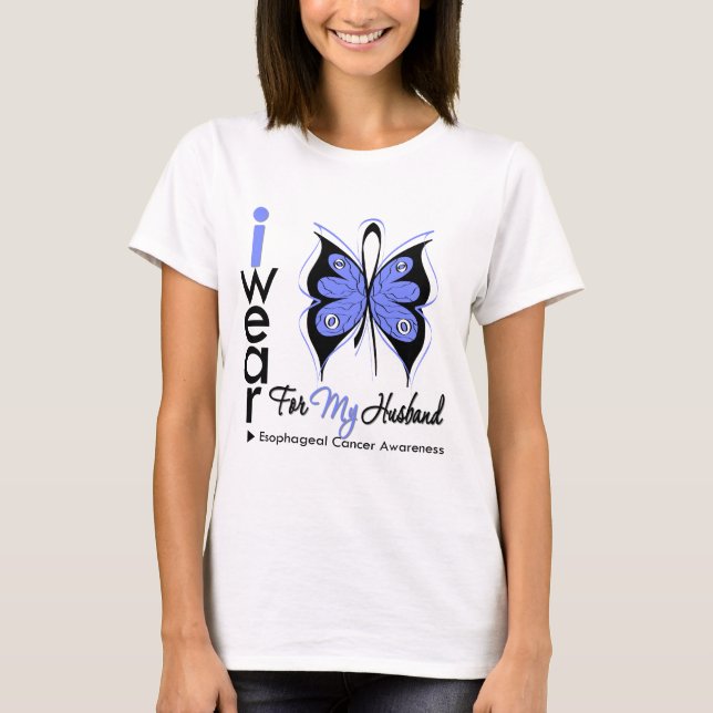T-shirt Cancer de l'oesophage Je porte le papillon Ruban M (Devant)