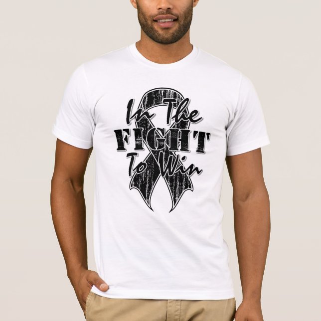 T-shirt Cancer de mélanome dans le combat à gagner (Devant)