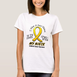 T-shirt Cancer d'enfance je porte le ruban d'or pour ma