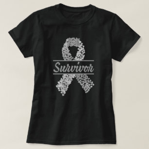 T-shirt Cancer du cerveau Résurvivant Coeur Gris Ruban