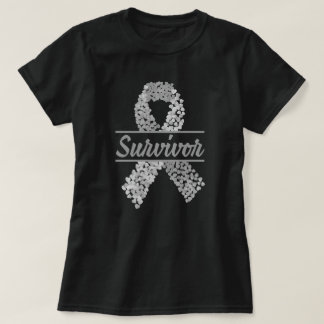 T-shirt Cancer du cerveau Résurvivant Coeur Gris Ruban