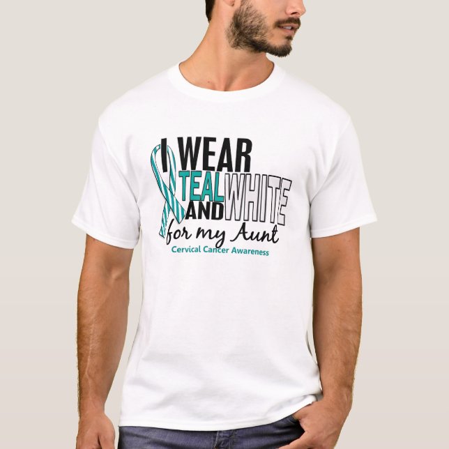 T-shirt CANCER DU COL DE L'UTÉRUS je porte Teal et le (Devant)
