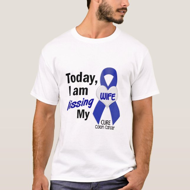 T-shirt Cancer du colon MANQUANT MON ÉPOUSE (Devant)