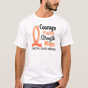 T-shirt Cancer du corps utérin d'espoir de force de foi d