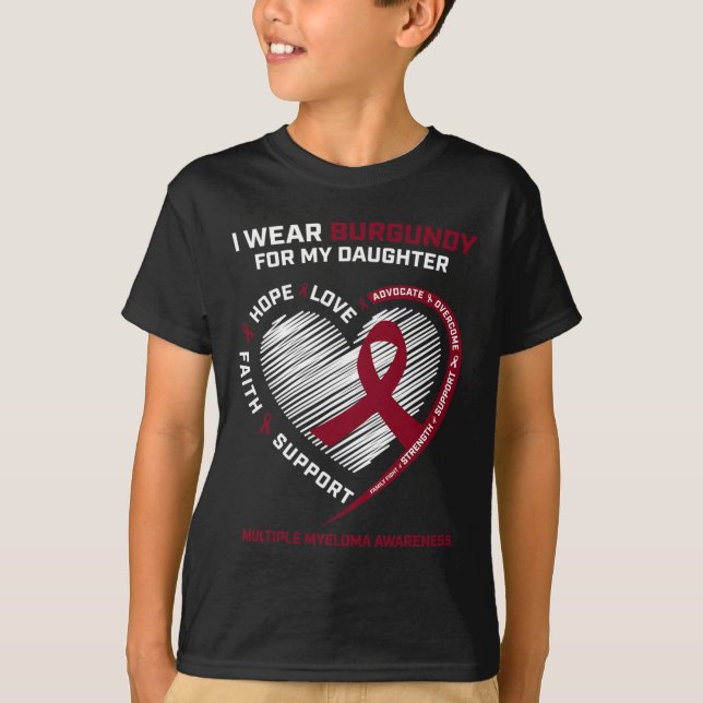 T-shirt Cancer du sang Fille Bourgogne Myélome multiple Aw (Devant)