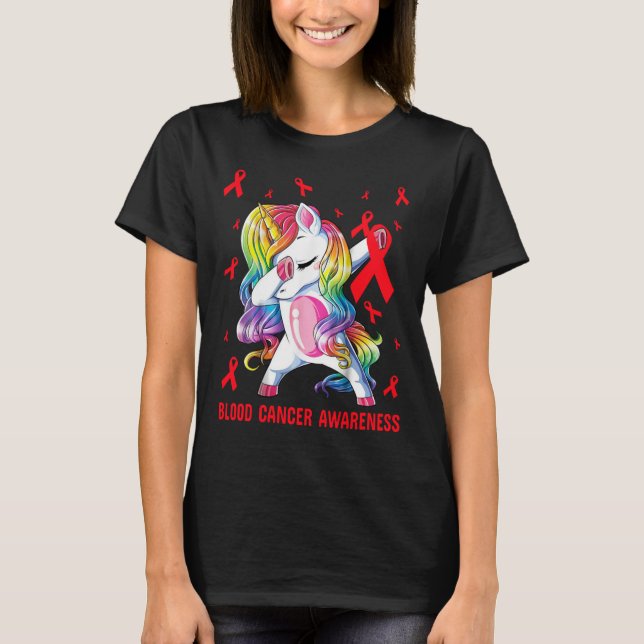 T-shirt Cancer du sang - Sensibilisation à la licorne (Devant)
