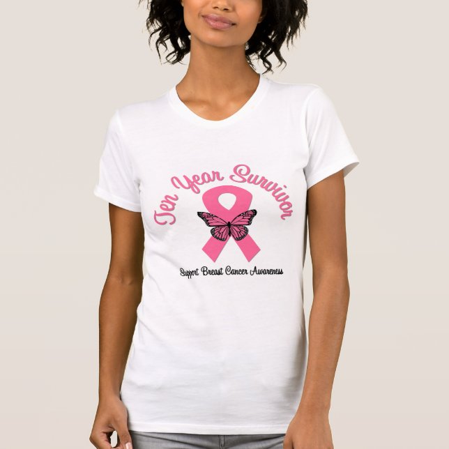 T-shirt Cancer du sein 10 ans Survivant (Devant)