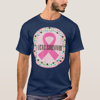 T-shirt Cancer du sein 1 an Survivant Ruban rose