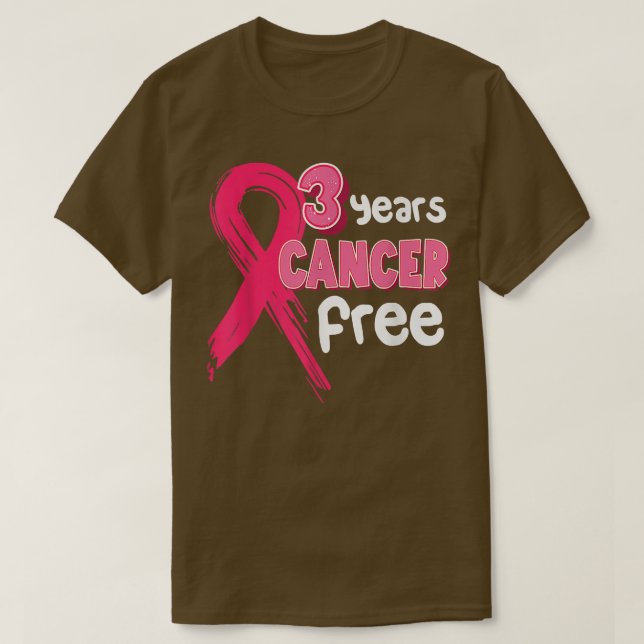 T-shirt Cancer du sein 3 ans Sans cancer du sein rose Surv (Design devant)