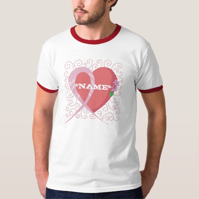 T-shirt Cancer du sein B personnalisable de coeur… - (Devant)