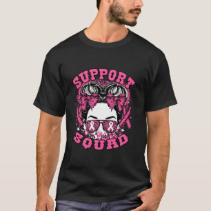 T-shirt Cancer du sein Coquette rose Bow Messy Bun Support