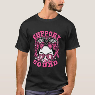 T-shirt Cancer du sein Coquette rose Bow Messy Bun Support