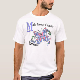 T-shirt Cancer du sein de mâle du papillon 2 en verre