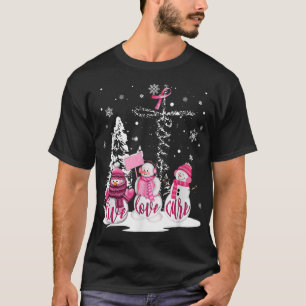 T-shirt Cancer du sein de Noël Vivre Amour Cure Snowman Ch