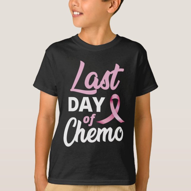 T-shirt Cancer Du Sein Dernière Journée De Chemo Pink Ribb (Devant)