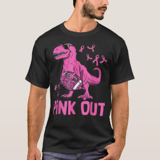 T-shirt Cancer du sein Dinosaure rose dehors Football Ribb