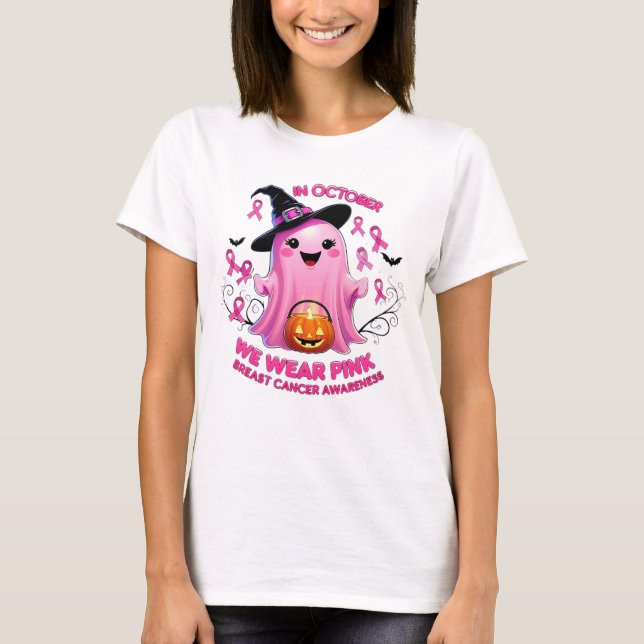 T-shirt Cancer du sein et Halloween : Ruban Imaginaire (Devant)