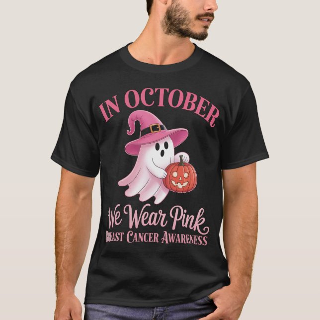 T-shirt Cancer Du Sein Femmes Halloween En Octobre Nous Po (Devant)