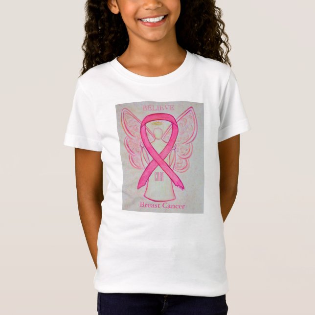 T-Shirt Cancer du sein Pink Awareness Ribbon Angel Chemise (Devant)